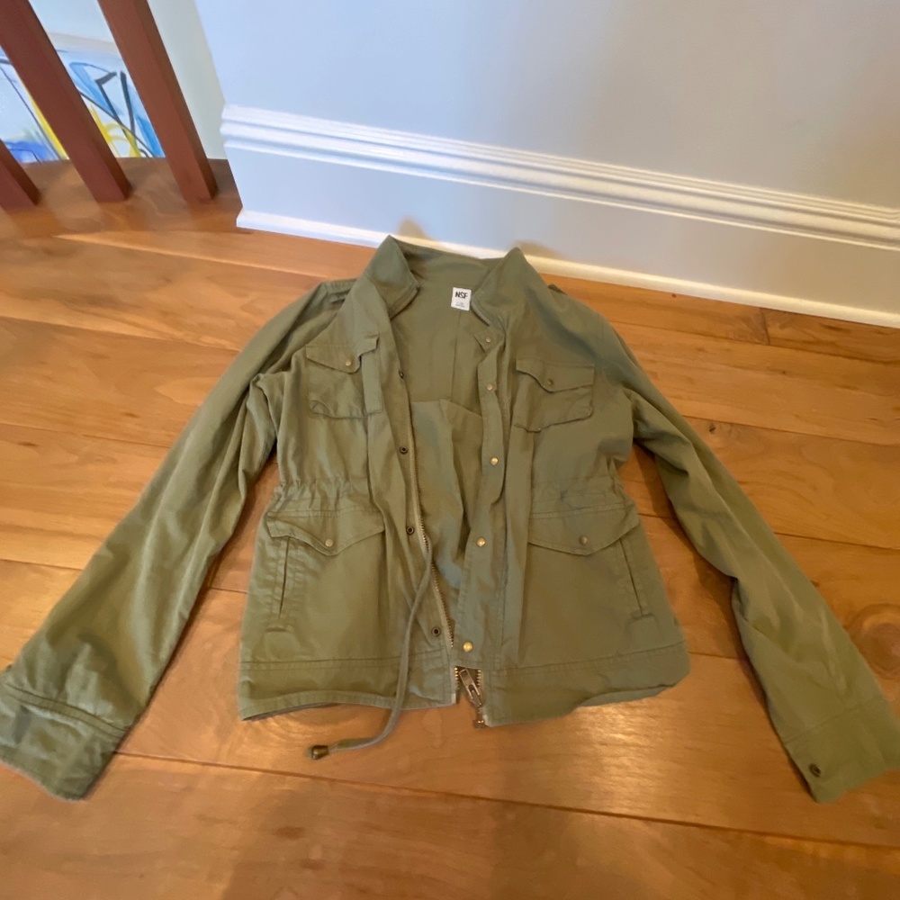 green button down jacket